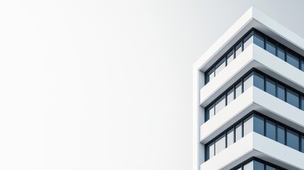 Minimalist office blueprint, vertical geometric elegance, monochrome precision, clean rendering for professional architectural visualization