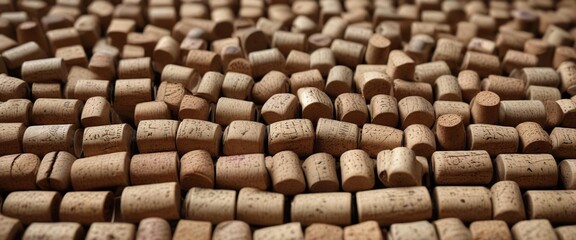 Many wine corks, roughly rectangular, showing wear, natural, element