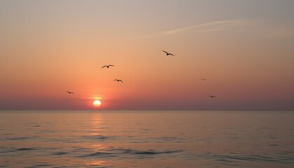 Golden Sunrise Over a Tranquil Ocean