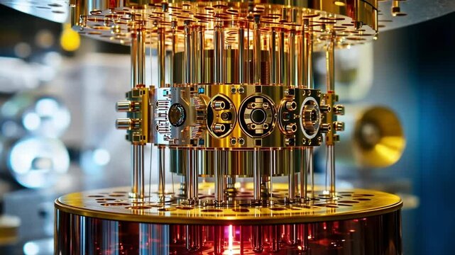 Closeup of Quantum computer qubit quantum leap septillion year