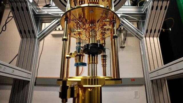 Closeup of Quantum computer qubit quantum leap septillion year