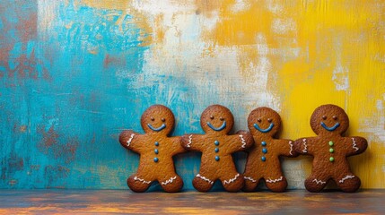 gingerbread on colorful background. copy space 