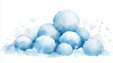 Minimalist Snowball Illustration with Soft Blue Colors
