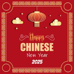 Happy Chinese New Year 2025: Red and Gold Celebration