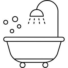 Clean Bathtub Illustration in Smooth Line Art