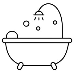 Clean Bathtub Illustration in Smooth Line Art