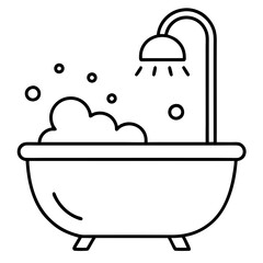 Clean Bathtub Illustration in Smooth Line Art