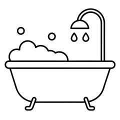 Clean Bathtub Illustration in Smooth Line Art