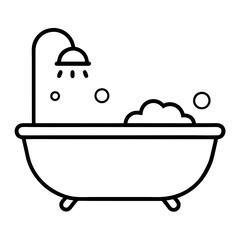 Clean Bathtub Illustration in Smooth Line Art