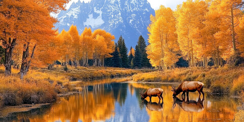 Two deer in Gand Teton National park