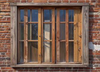 Old wooden window with worn wooden slats and a distressed finish, wooden slats, rustic charm