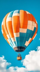 Naklejka premium Colorful Hot Air Balloon Against Clear Blue Sky