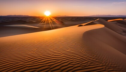 Naklejka premium Golden Desert Sunset with Rolling Dunes