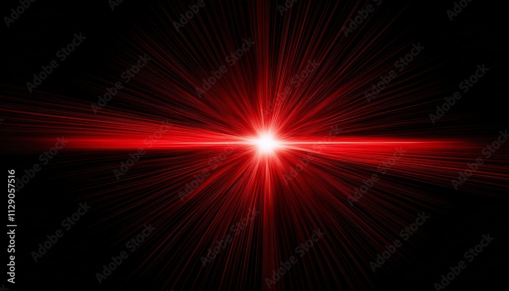Wall mural lens flare red laser light effect on black laser overlays or flare isolated on black background for 