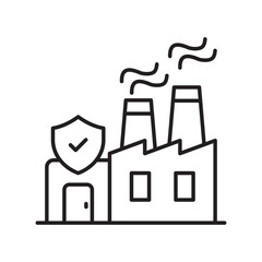 Factory Plant  line icon with white background vector stock illustration