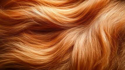 Naklejka premium Close-up of lush, wavy, copper-red hair texture with natural shine