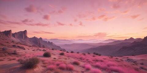 Fototapeta premium Pastel pink and peach tones unfold across the horizon , , serene sky, warm glow