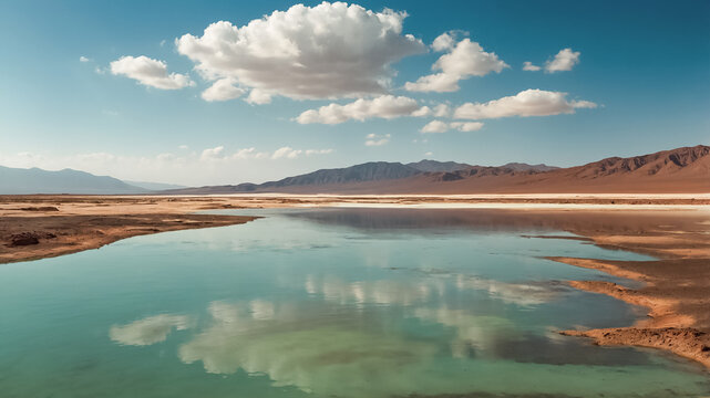 Beautiful Lake Assal Djibouti Africa sunny day