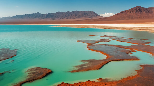 Beautiful Lake Assal Djibouti Africa sunny day