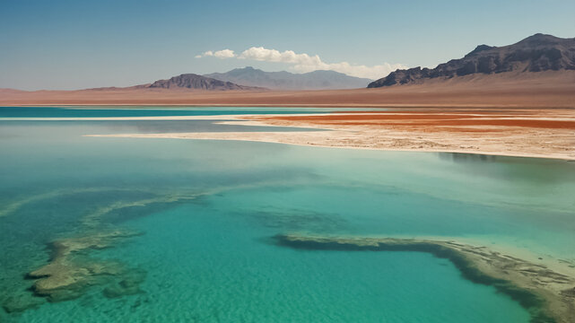 Beautiful Lake Assal Djibouti Africa sunny day