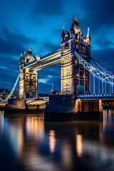 The Majestic Display of Gothic Architectural Brilliance: Night View of London's Tower Bridge