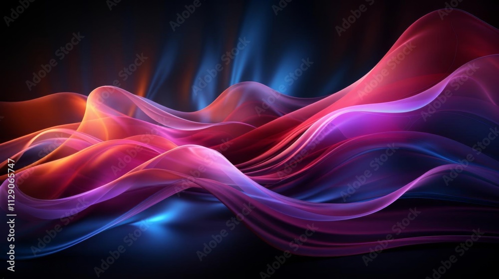 Wall mural a colorful wave of light with a blue and red background