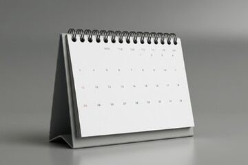 Spiral desk calendar 3d mock-up in table home and office Blank 3D table calendar. Office and home decor. Bright minimal background photo for your content 