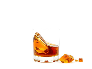 a glass of whiskey with white solid background