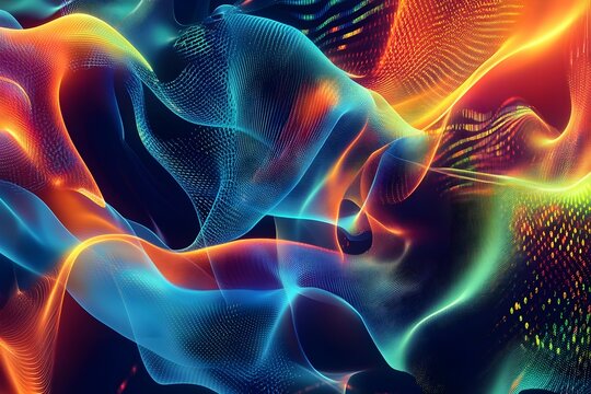 Data visualization concept featuring dynamic, multidimensional graphs and charts