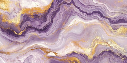 Abstract marble pattern with purple and gold swirls.
