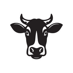 cow head silhouette vector logo design
