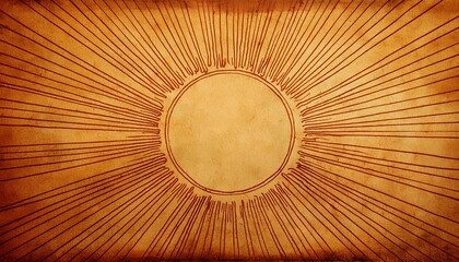 sun with rays illustration old paper with stains