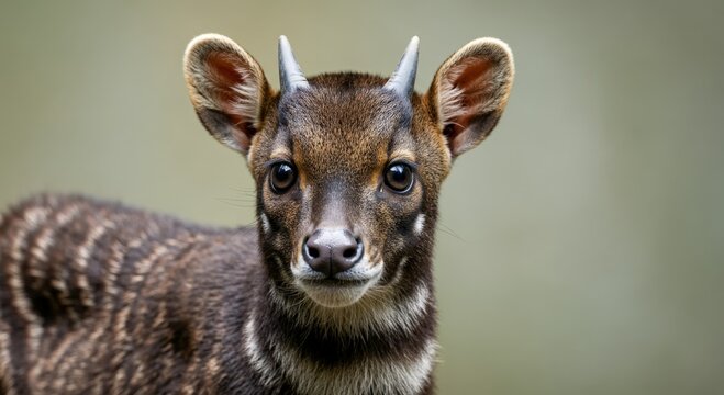Close-up of a javan rusa deer in natural habitat for wildlife conservation awareness