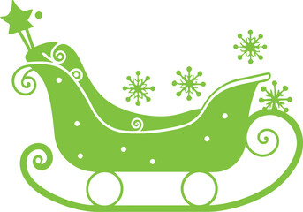 Christmas Sleigh isolated vector illustration on white background.