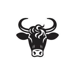 cow head silhouette vector logo design