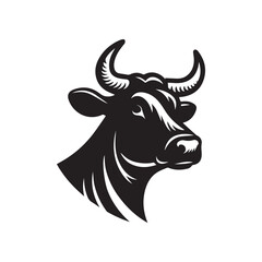 cow head silhouette vector logo design