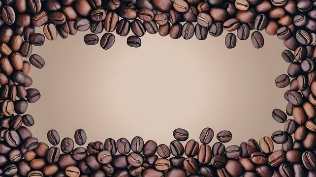 Coffee bean frame form, brown many coffee beans design for your wallpaper business or sales presentation FnB business