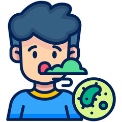 Man with bad breath Filled Line Icon