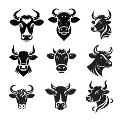 Silhouette Bull Head Icon Vector. Buffalo Head, Cow Head Silhouette Icon