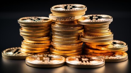 A stack of gold coins with the letter B on them