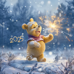 Winnie the Pooh on snow 