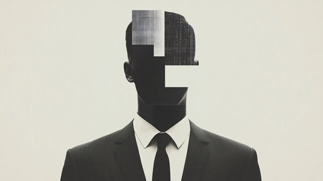 Faceless Man in Suit: A Portrait of Concealed Identity