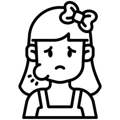 Woman with toothache Line Icon
