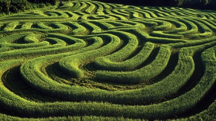 Naklejka premium Vibrant Green Terraced Rice Fields at Sunrise