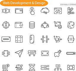 Web Development Design Icons Coding, Database, Network, Cloud, UX