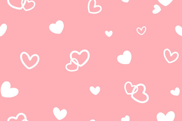 Seamless Valentine's Day Vector Background With White Hearts On A Pink Backdrop. Perfect For Wrapping Paper, Digital Designs, Or Crafts. Fully Scalable And Tileable In All Directions.