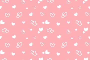 Seamless Valentine's Day Vector Background With White Hearts On A Pink Backdrop. Perfect For Wrapping Paper, Digital Designs, Or Crafts. Fully Scalable And Tileable In All Directions.