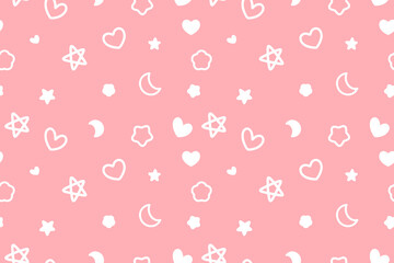 Seamless Valentine's Day Vector Background With White Hearts On A Pink Backdrop. Perfect For Wrapping Paper, Digital Designs, Or Crafts. Fully Scalable And Tileable In All Directions.