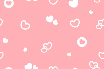 Seamless Valentine's Day Vector Background With White Hearts On A Pink Backdrop. Perfect For Wrapping Paper, Digital Designs, Or Crafts. Fully Scalable And Tileable In All Directions.