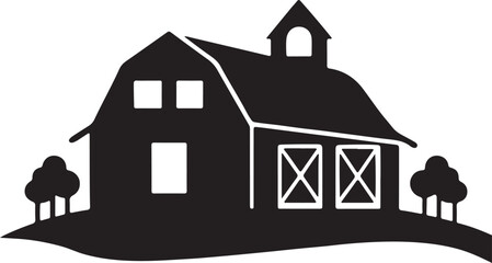 Vintage farm old barn silhouette Illustration Isolated on White Background © Shalahin_Rabbi